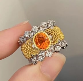 2.1ct Fanta Spessartite 18K Gold Ring