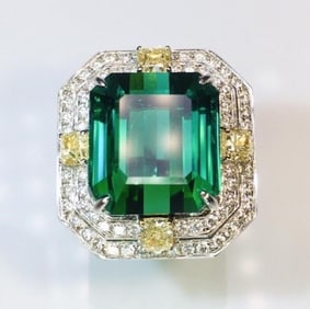 17.4ct Afghanistan Tourmaline 18K Gold Ring