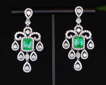 3.5ct Natural Emerald 18K Gold Earrings