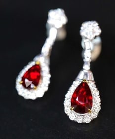 2ct Pigeon Blood Ruby 18K Gold Earrings
