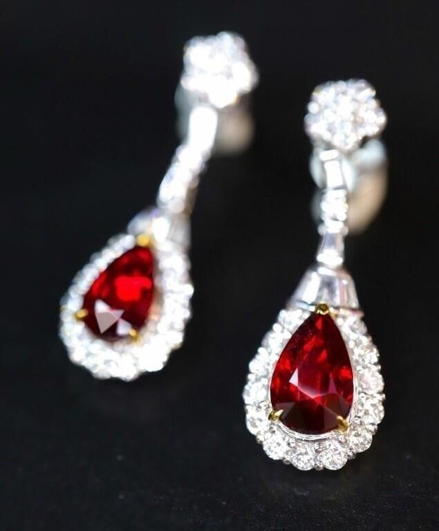 2ct Pigeon Blood Ruby 18K Gold Earrings (1 of 4)
