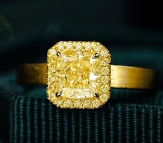 1ct Natural Yellow Diamond 18K Gold Ring