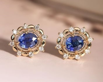 1.4ct Natural Sapphire 18K Gold Earrings