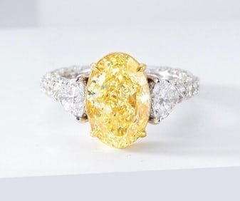 5ct Natural Yellow Diamond 18K Gold Ring