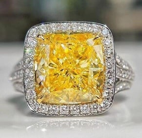 5ct Yellow Diamond 18K Gold Ring