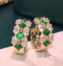 1.4ct Natural Emerald Earrings 18K Gold