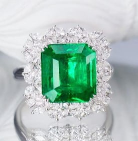6.7ct Natural Emerald Ring 18K Gold