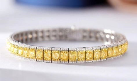 7.9ct Natural Yellow Diamond Bracelet 18K Gold
