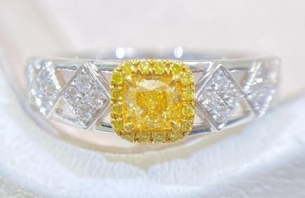 Natural Yellow Diamond 18K Gold Ring