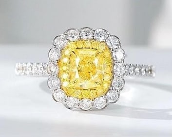 0.6ct Natural Yellow Diamond 18K Gold Ring