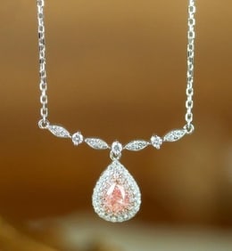 Natural Pink Diamond 18K Gold Necklace