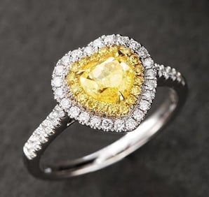 1ct Natural Yellow Diamond 18K Gold Ring