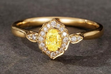 Natural Yellow Diamond 18K Gold Ring