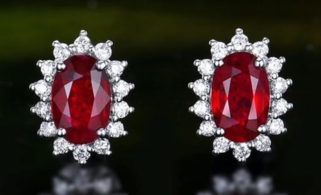 1ct Pigeon Blood Ruby 18K Gold Earrings