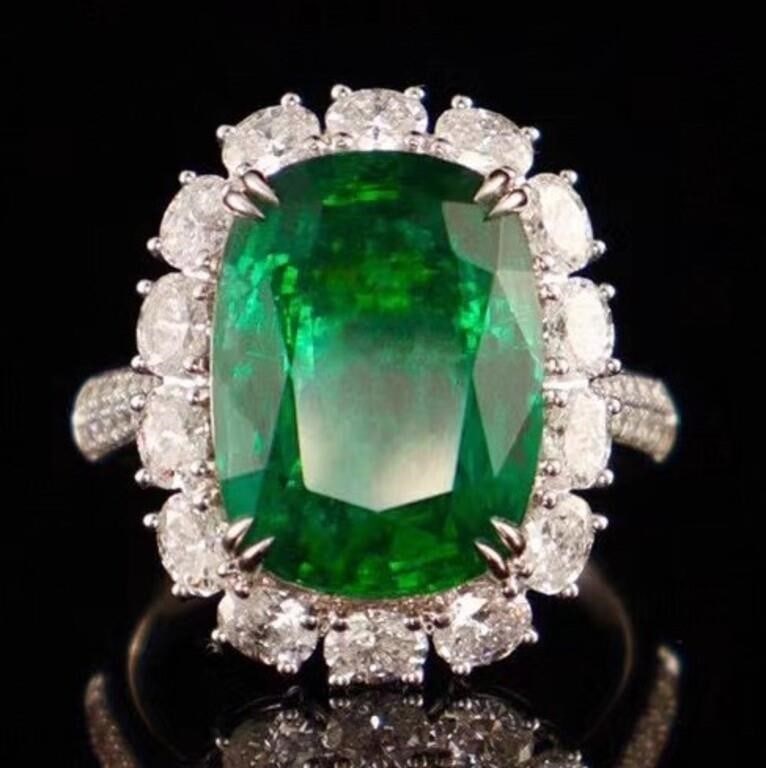 7.5ct Colombian Emerald Ring 18K Gold