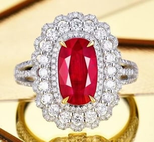 Pigeon Blood Ruby Ring 18K Gold
