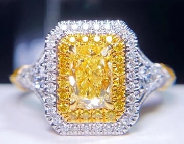 1.5ct Natural Yellow Diamond Ring 18K Gold