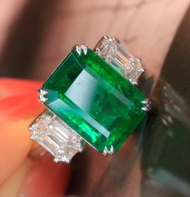 7.8ct Natural Emerald Ring 18K Gold