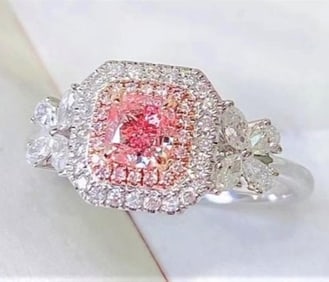 Natural Pink Diamond 18Kt Gold Ring
