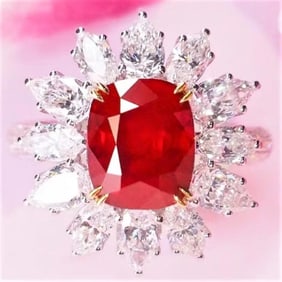 5.2ct Pigeon Blood Red Ruby 18Kt Gold Ring