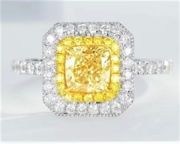 1.4ct Natural Yellow Diamond 18Kt Gold Ring