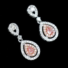 Natural Pink Diamond 18Kt Gold Earrings