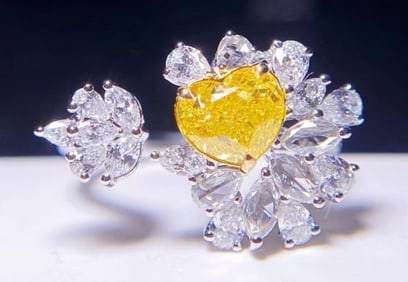 1ct Natural Yellow Diamond 18Kt Gold Ring