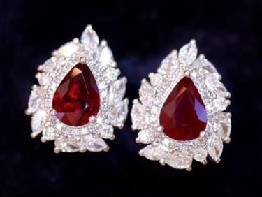 1.68ct Pigeon Blood Ruby 18Kt Gold Earrings
