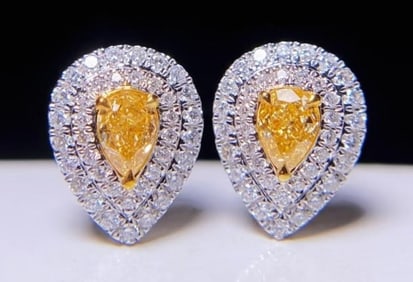 18Kt Gold Natural Yellow Diamond Earrings