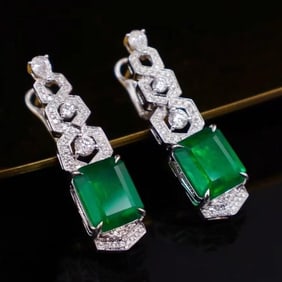 6ct Natural Emerald 18Kt Gold Earrings