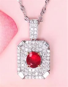 1.2ct Pigeon Blood Red Ruby 18Kt Gold Pendant