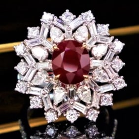 3.06ct Pigeon Blood Red Ruby 18Kt Gold Ring