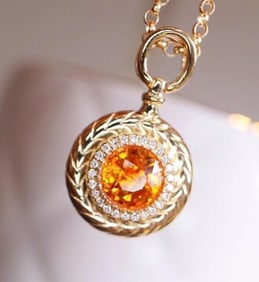 1.2ct Fanta Spessartite 18Kt Gold Pendant