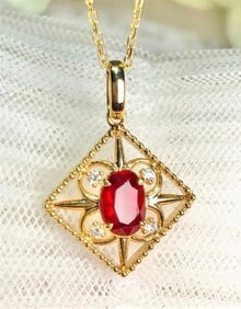 Pigeon Blood Ruby 18Kt Gold Pendant