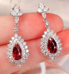 2.2ct Pigeon Blood Ruby 18Kt Gold Earrings