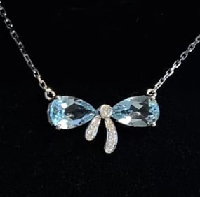 1.4ct Natural Aquamarine 18Kt Gold Necklace