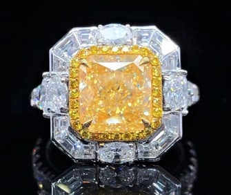 3ct Natural Yellow Diamond 18Kt Gold Ring