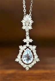 Natural Aquamarine 18Kt Gold Necklace