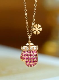 18Kt Gold Natural Ruby Diamond Necklace
