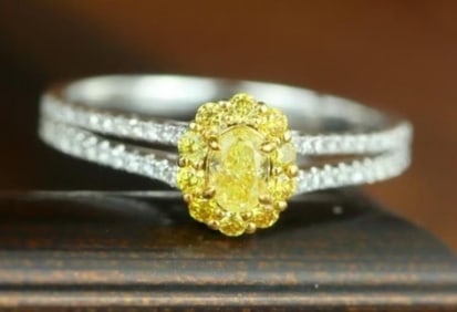 Natural Yellow Diamond 18K Gold Ring