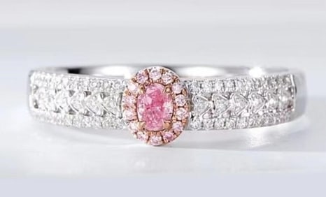 18K Gold Natural Pink Diamond Ring