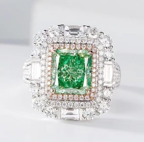 3ct Natural Green Diamond 18K Gold Ring