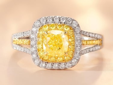 1ct Natural Yellow Diamond 18Kt Gold Ring