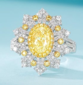1ct Natural Yellow Diamond 18Kt Gold Ring