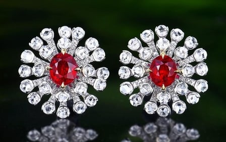 1.2cts Mozambique Ruby 18Kt Gold Earrings