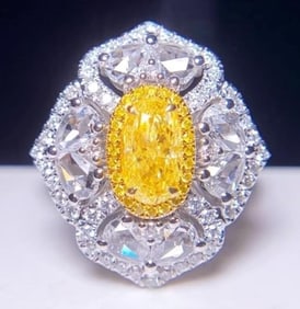 1ct Natural Yellow Diamond 18Kt Gold Ring
