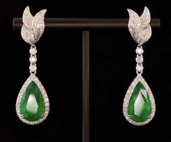 6.28cts Natural Emerald 18Kt Gold Earrings