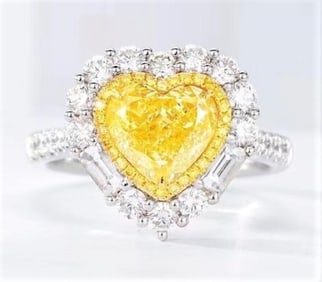 2ct Natural Yellow Diamond 18Kt Gold Ring