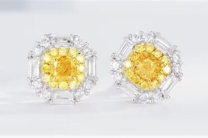 Natural Yellow Diamond 18Kt Gold Earrings