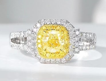 0.8ct Natural Yellow Diamond 18Kt Gold Ring